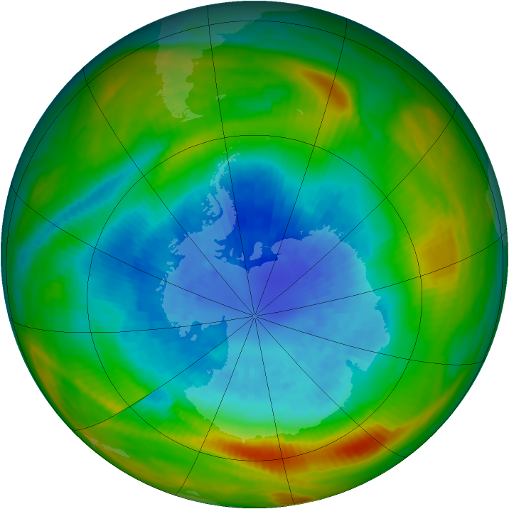 Antarctic ozone map for 15 September 1982